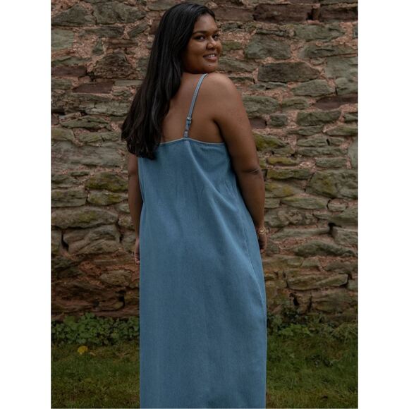 NWT The Simple Folk Women’s Denim Cami Tank Maxi Dress - Picture 5 of 6